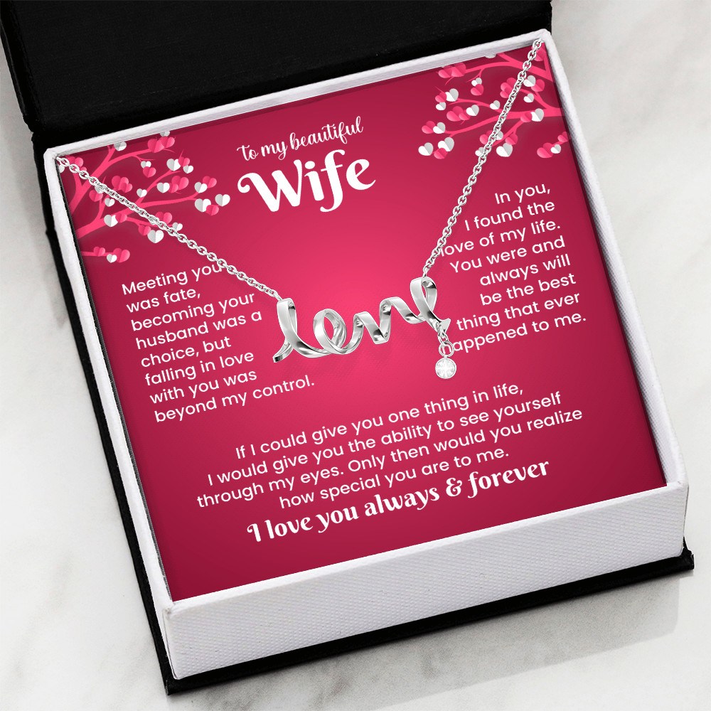 To My Beautiful Wife Love Necklace – Romantic Gift From Husband