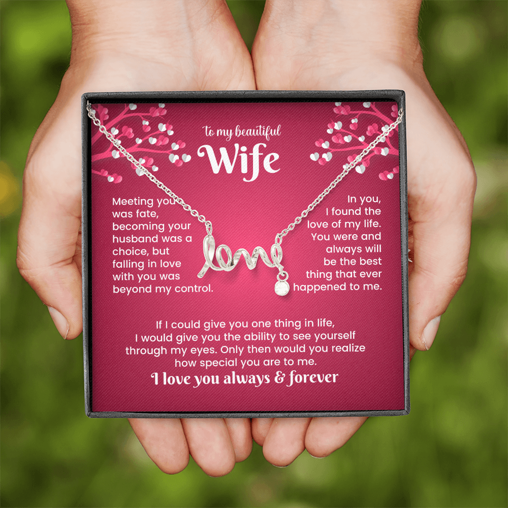 To My Beautiful Wife Love Necklace – Romantic Gift From Husband