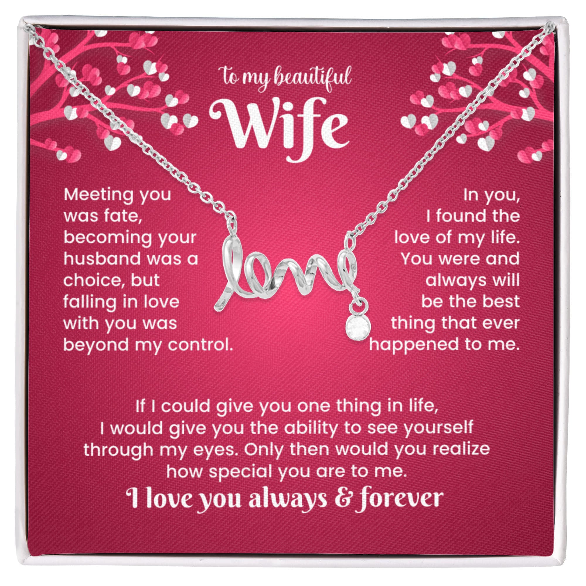 To My Beautiful Wife Love Necklace – Romantic Gift From Husband