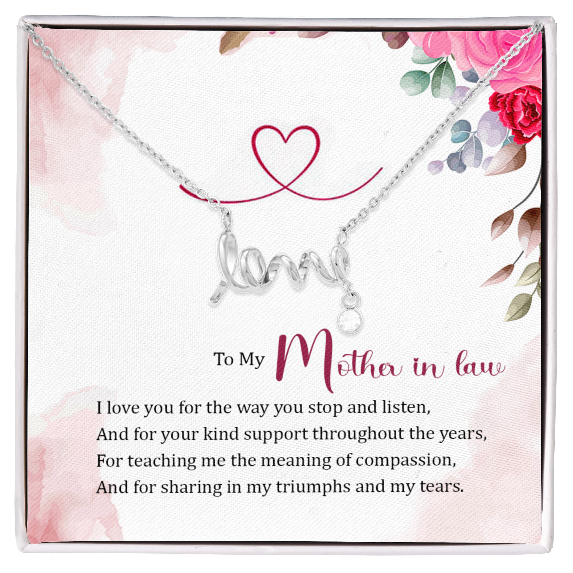 To My Mother-in-Law Love Necklace – Meaningful Gift for Mother in Law, Birthday Gift, Wedding Gift, Thank You Gift from Daughter-in-Law