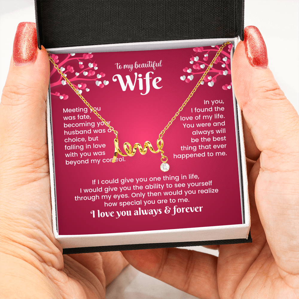 To My Beautiful Wife Love Necklace – Romantic Gift From Husband