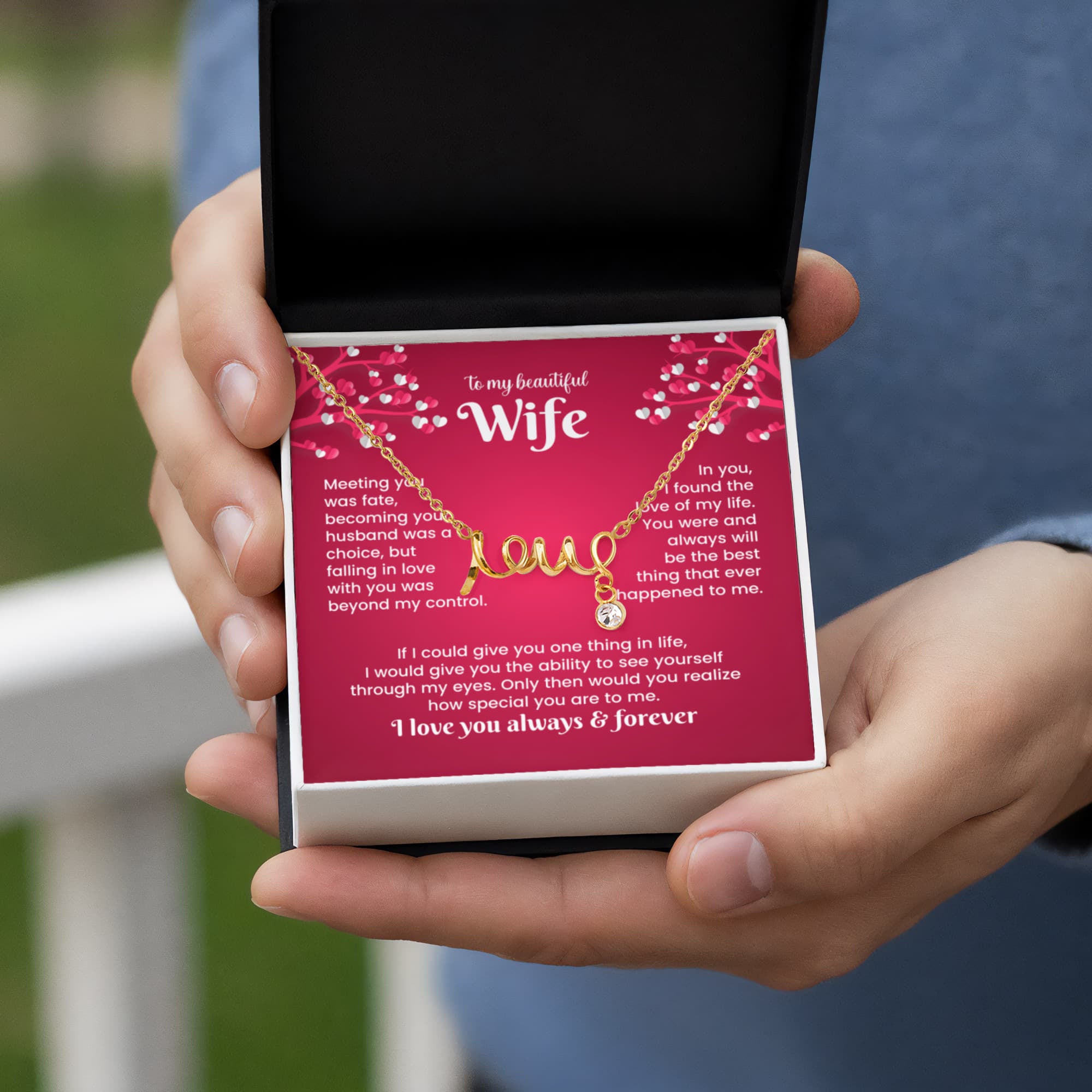 To My Beautiful Wife Love Necklace – Romantic Gift From Husband