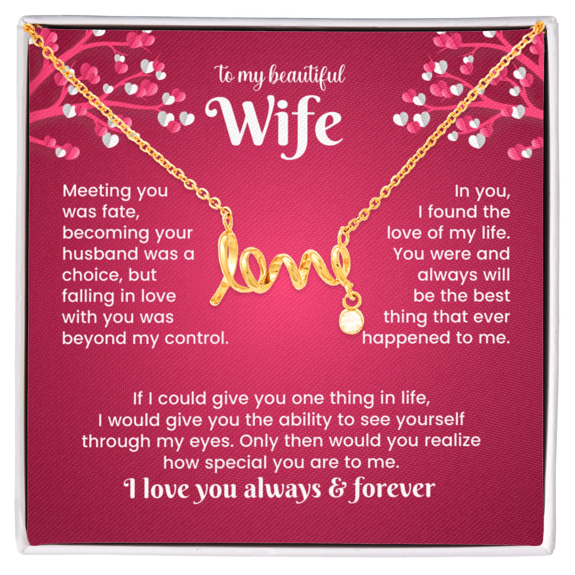 To My Beautiful Wife Love Necklace – Romantic Gift From Husband