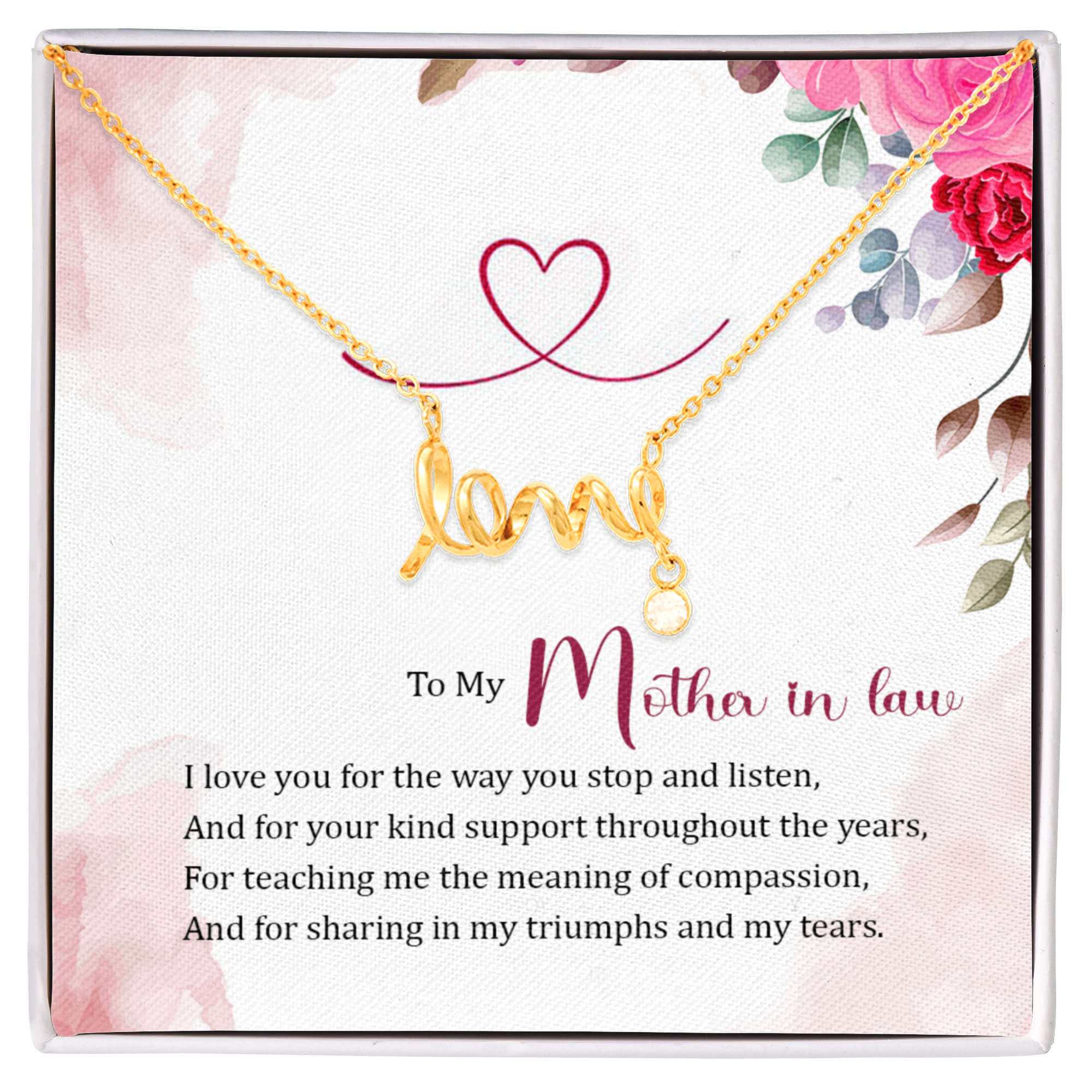 To My Mother-in-Law Love Necklace – Meaningful Gift for Mother in Law, Birthday Gift, Wedding Gift, Thank You Gift from Daughter-in-Law