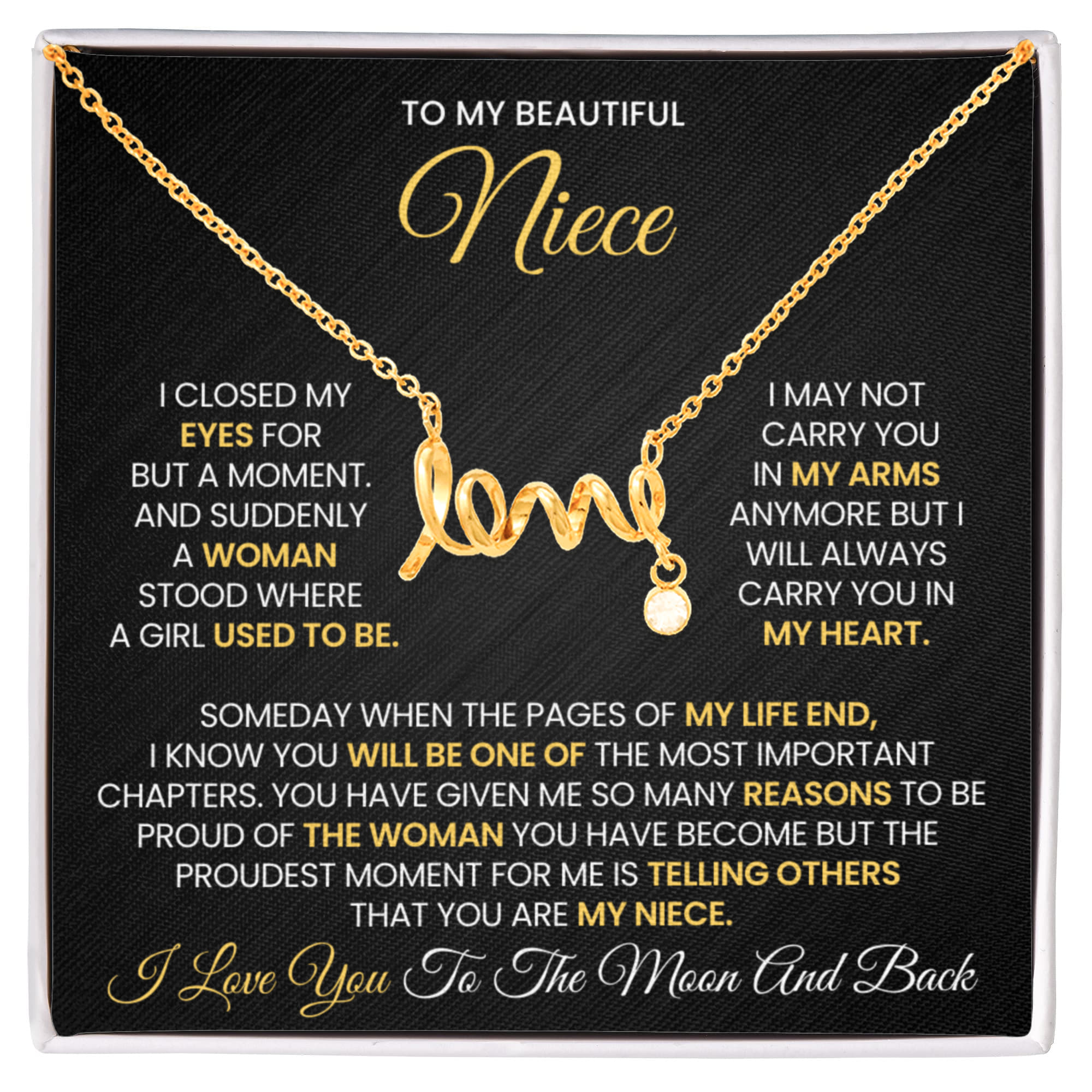Love Script Necklace for Niece – Sentimental Gift for Niece Jewelry