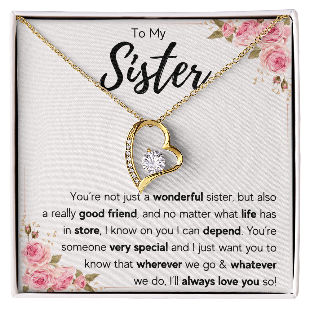 To My Sister Necklace – Forever Connected by Heart Gift