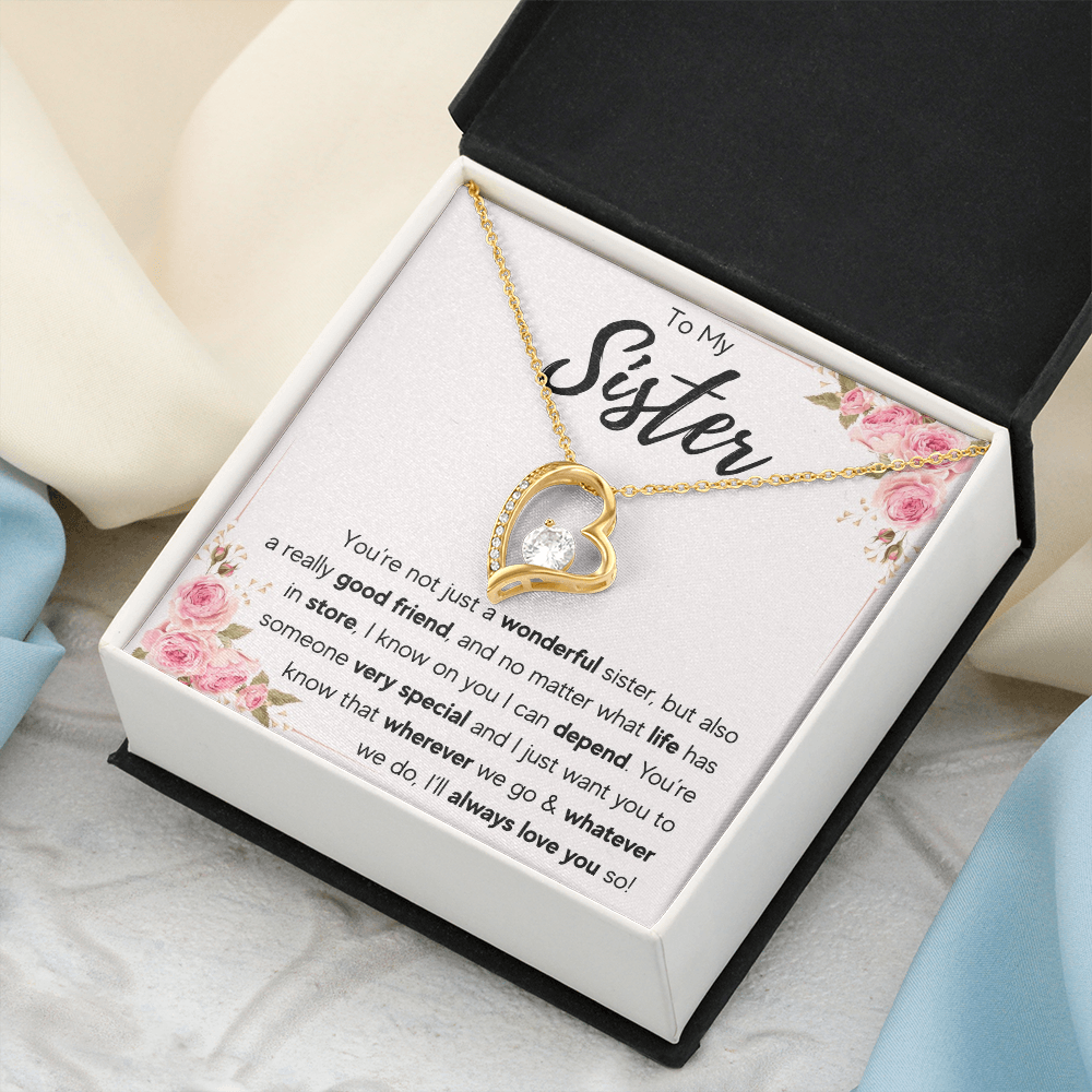 To My Sister Necklace – Forever Connected by Heart Gift