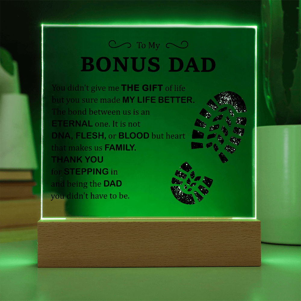 To My Bonus Dad Acrylic Plaque – Thank You for Stepping In and Being the Dad You Didn't Have to Be