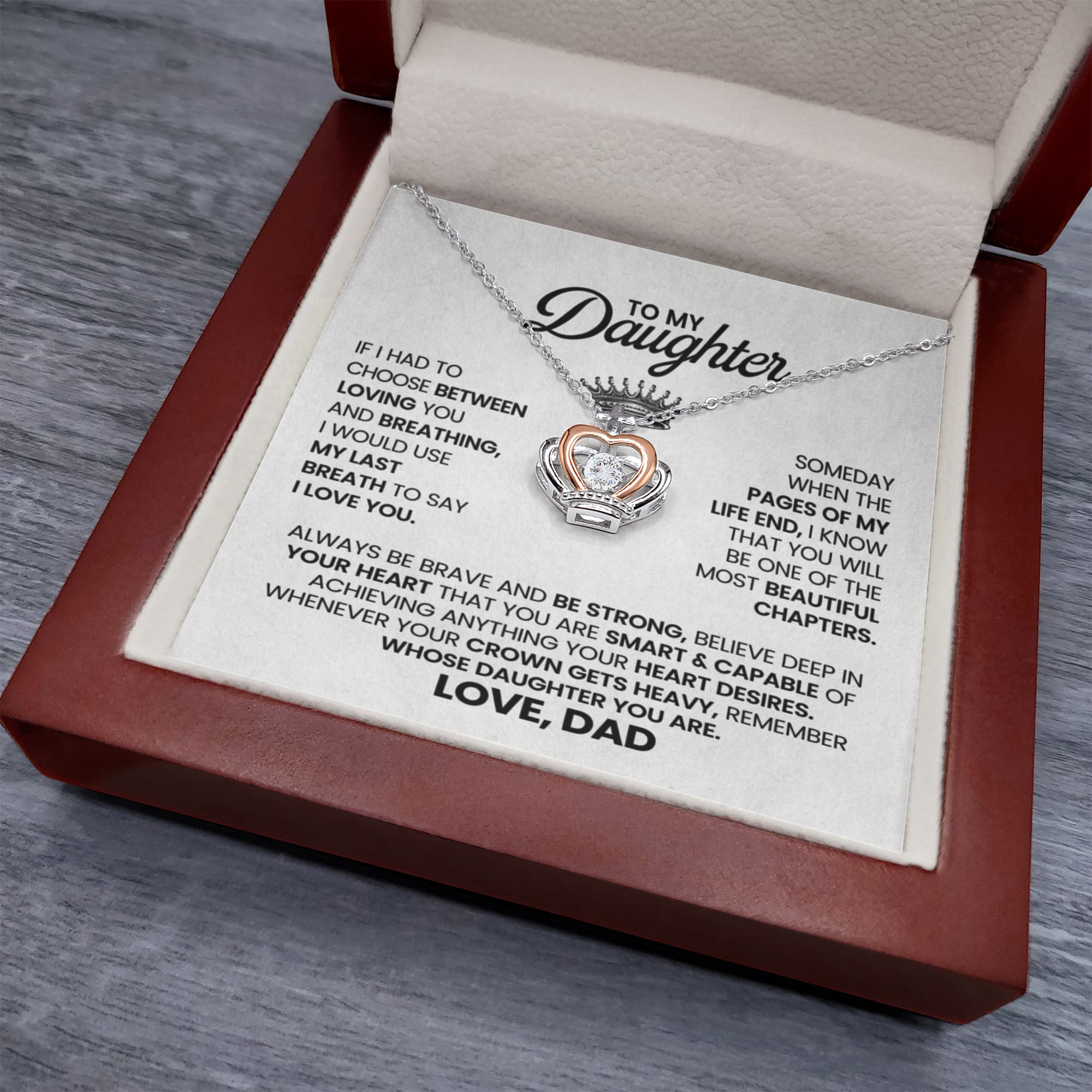 To My Daughter Crown Necklace – Heartfelt Gift From Dad With Love Message