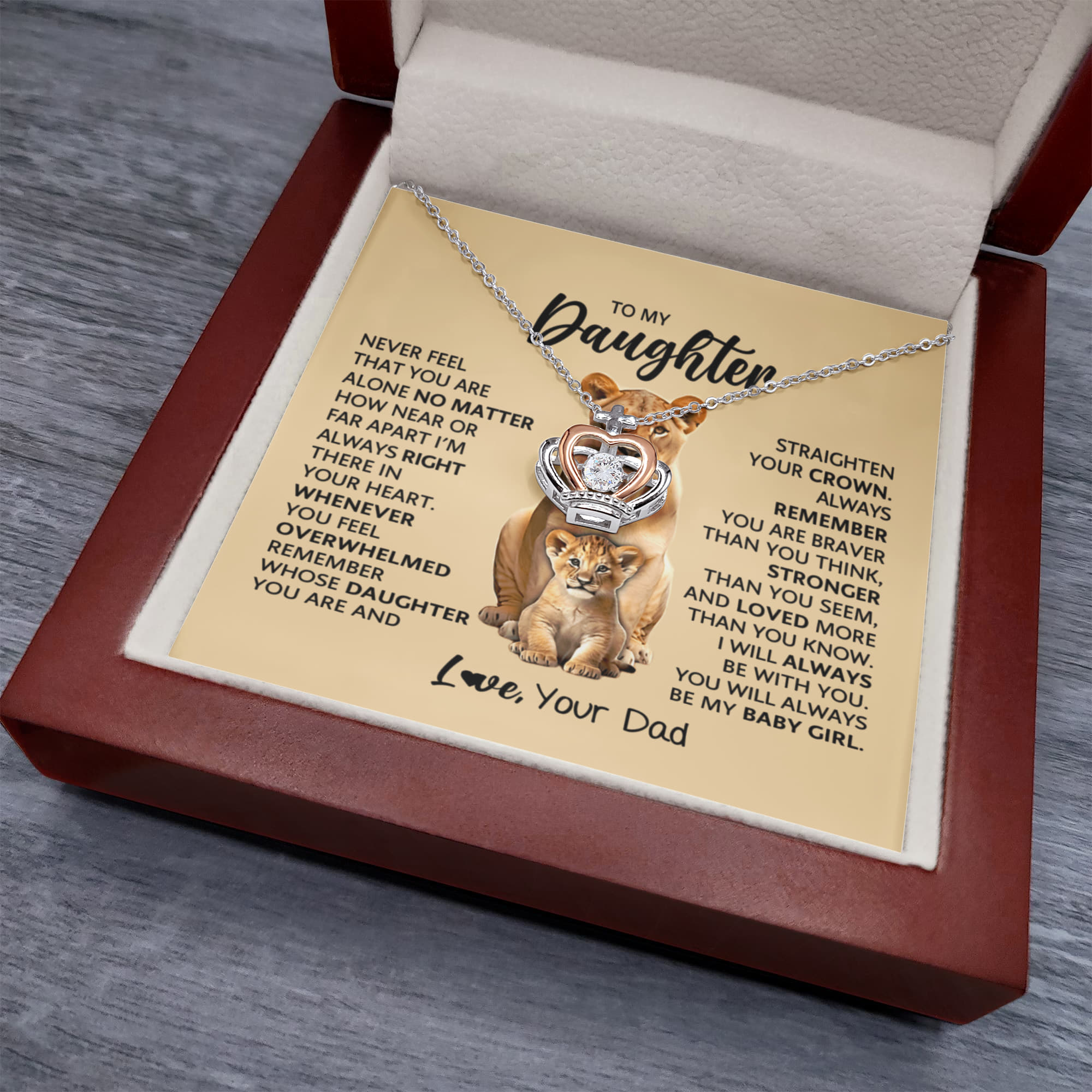 To My Daughter Crown Necklace,  Meaningful Gift from Dad, Sterling Silver Daughter Jewelry