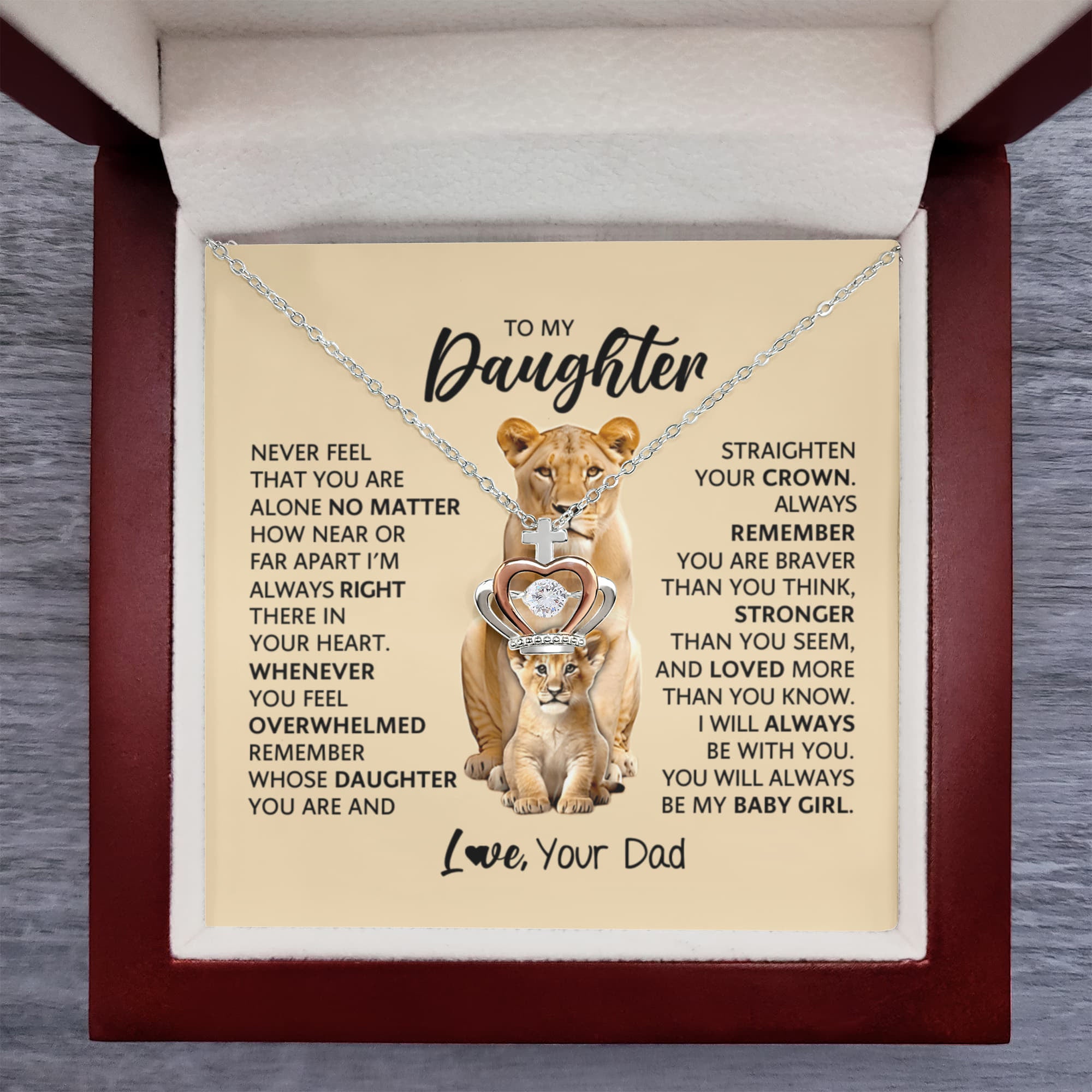 To My Daughter Crown Necklace,  Meaningful Gift from Dad, Sterling Silver Daughter Jewelry