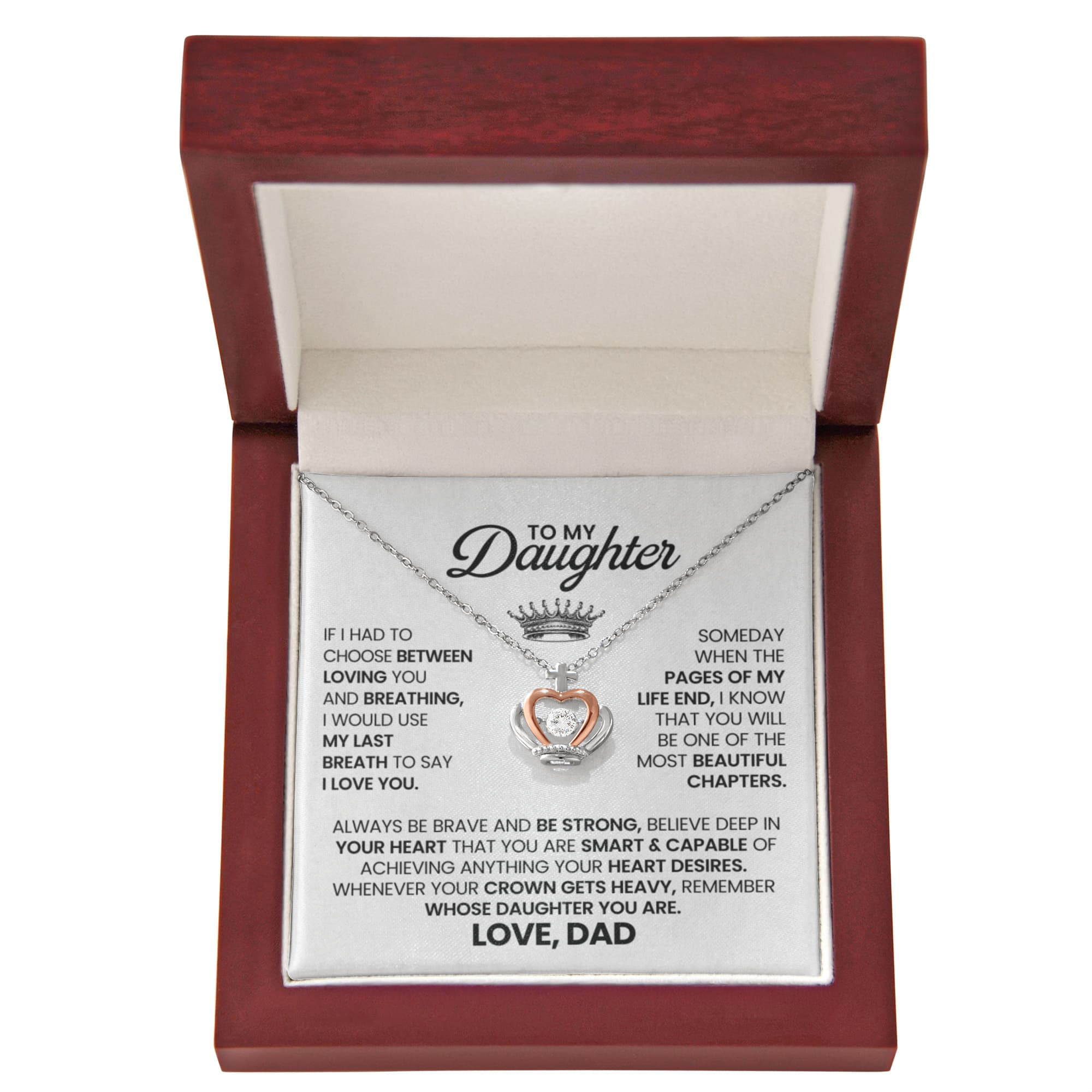 To My Daughter Crown Necklace – Heartfelt Gift From Dad With Love Message