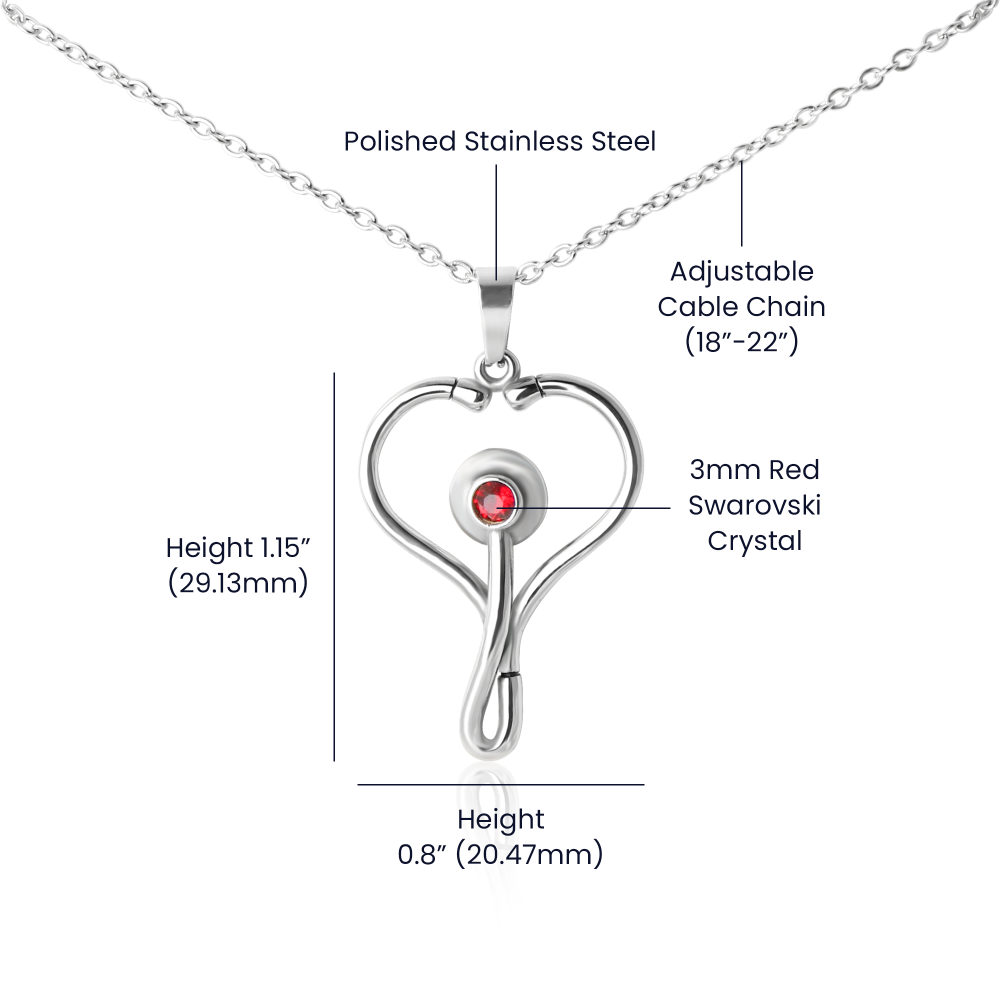 Surgeon Daughter Necklace Gift – Medical Graduation Gift from Dad, Stethoscope Heart Jewelry for Future Doctor