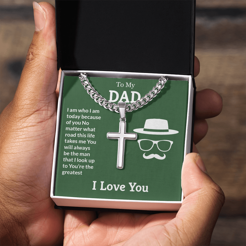 To My Dad Cross Necklace – Meaningful Cuban Link Gift for Dad