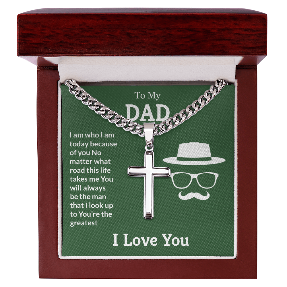 To My Dad Cross Necklace – Meaningful Cuban Link Gift for Dad