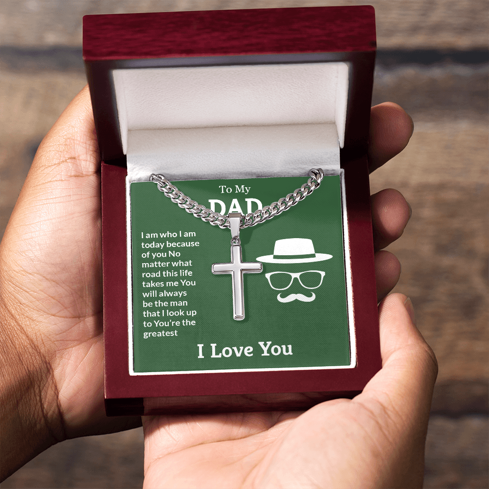To My Dad Cross Necklace – Meaningful Cuban Link Gift for Dad