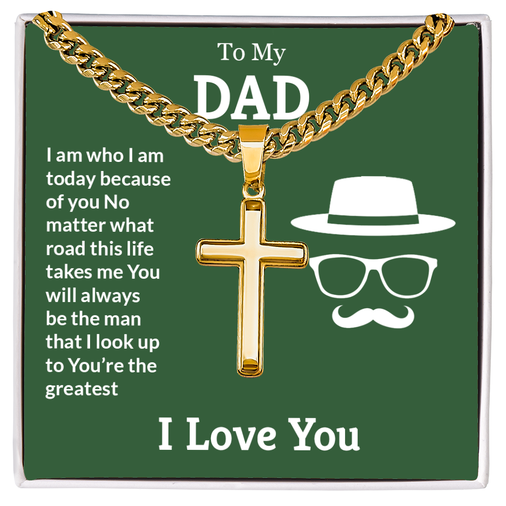 To My Dad Cross Necklace – Meaningful Cuban Link Gift for Dad