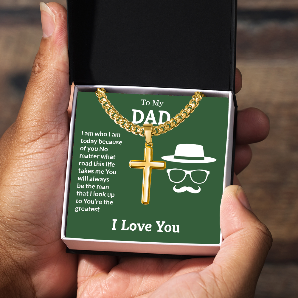 To My Dad Cross Necklace – Meaningful Cuban Link Gift for Dad