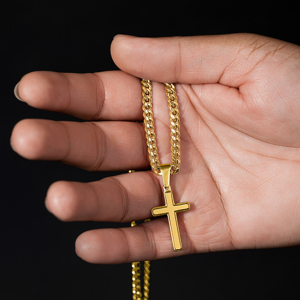 To My Dad Cross Necklace – Meaningful Cuban Link Gift for Dad