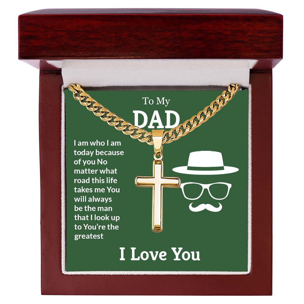 To My Dad Cross Necklace – Meaningful Cuban Link Gift for Dad