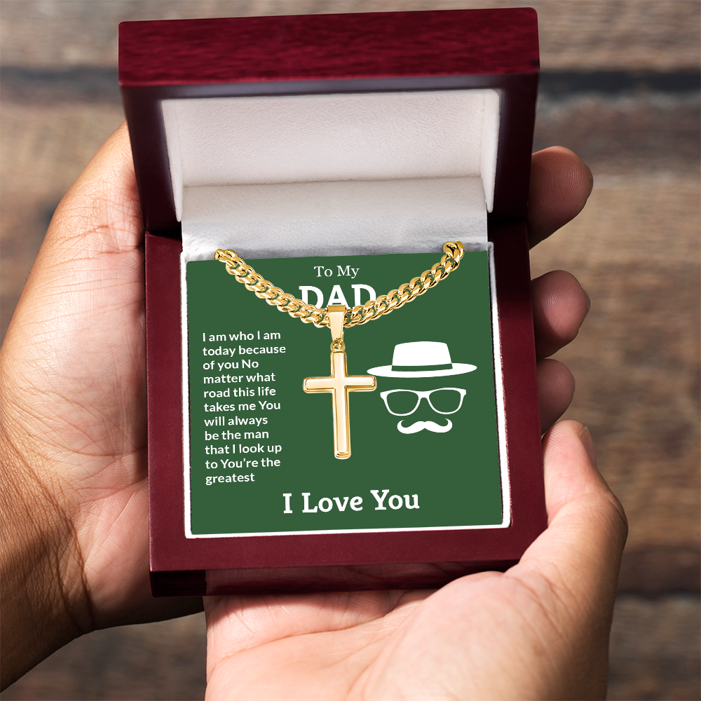 To My Dad Cross Necklace – Meaningful Cuban Link Gift for Dad