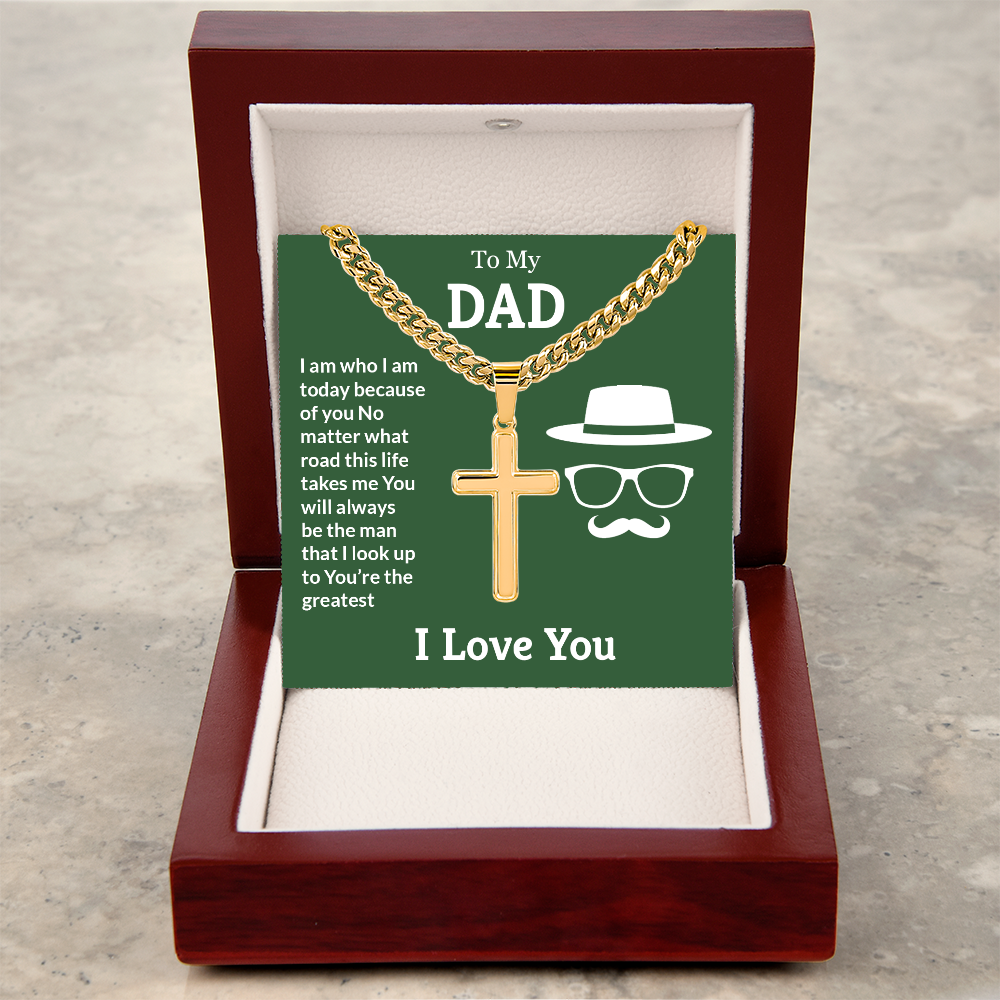 To My Dad Cross Necklace – Meaningful Cuban Link Gift for Dad
