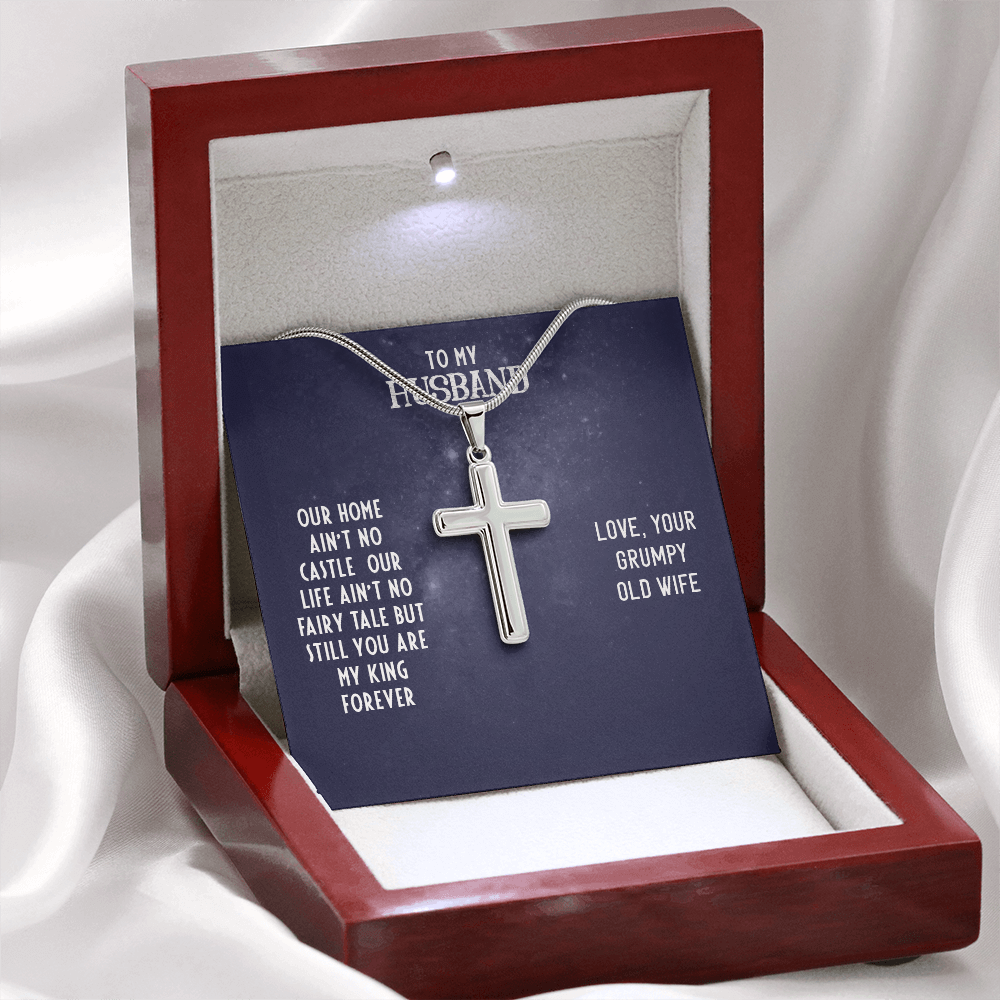 Husband Necklace Gift – Romantic Cross Necklace for Husband, Funny & Meaningful Gift for Him