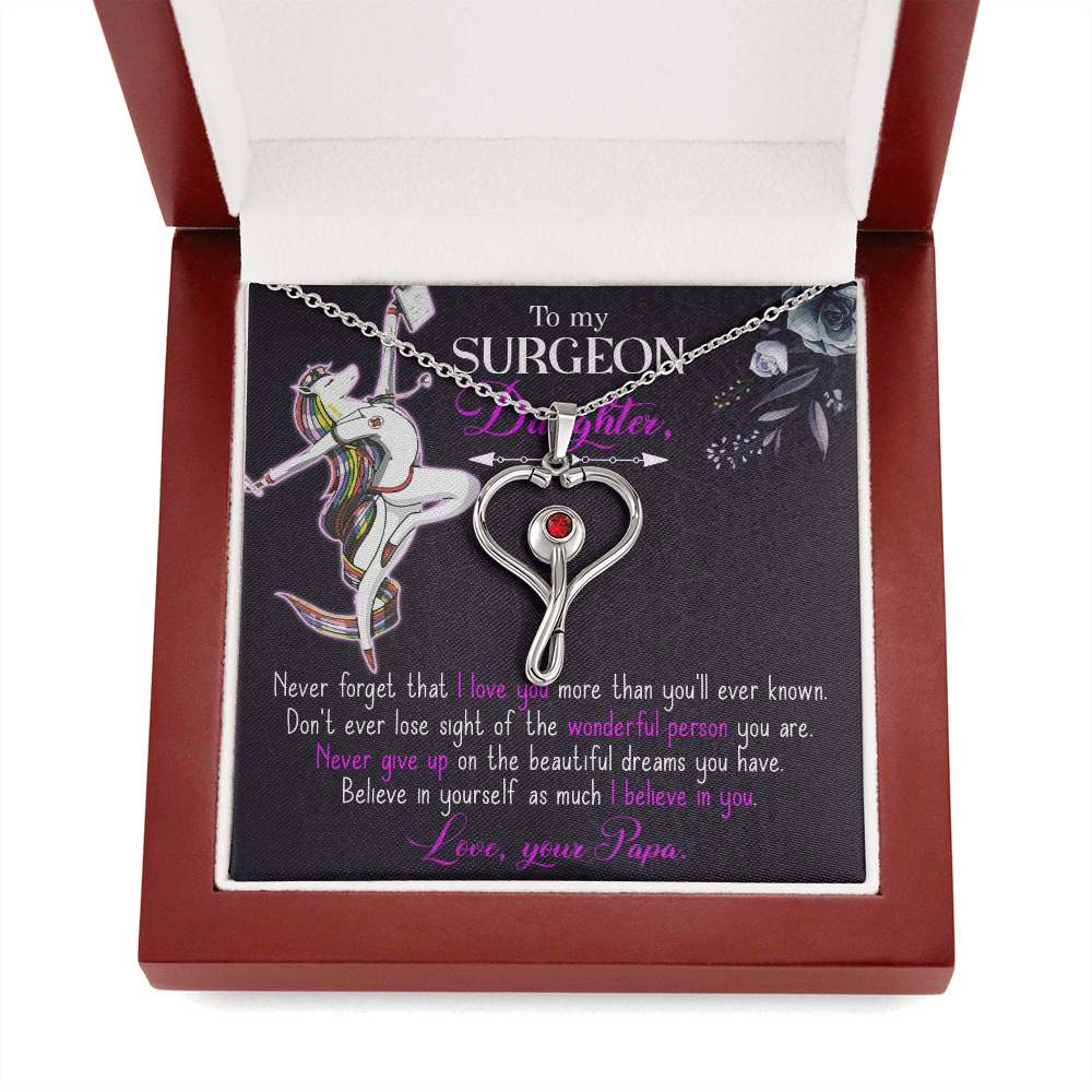 Surgeon Daughter Necklace Gift – Medical Graduation Gift from Dad, Stethoscope Heart Jewelry for Future Doctor